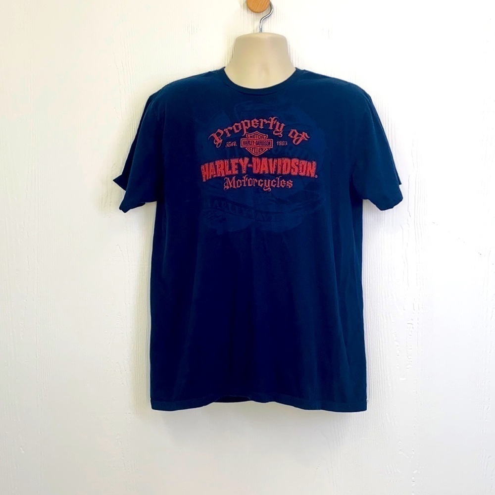 Harley Davidson - Navy Orlando Harley Davidson With Woman in Bikini Shirt Size L